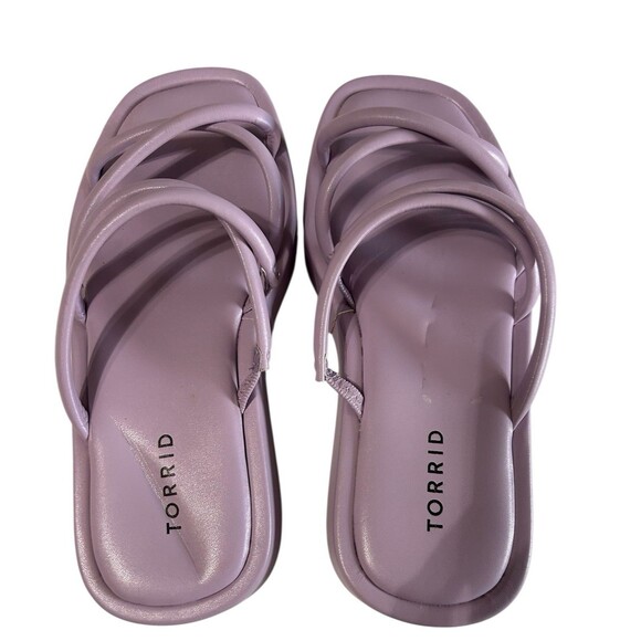 Torrid Sandals Women's 7WW Wide Purple Strappy Platform Slide Slip On Cross - Picture 6 of 12